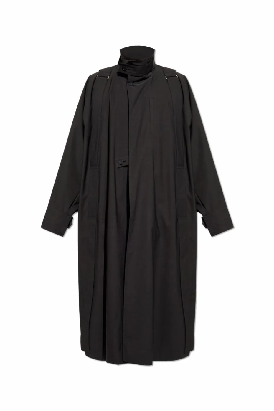 Homme Plissé Issey Miyake BLACK Coat with stand-up collar