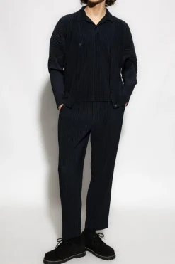 Homme Plissé Issey Miyake NAVY BLUE Pleated cardigan