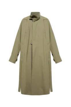 Homme Plissé Issey Miyake GREEN Coat with stand-up collar