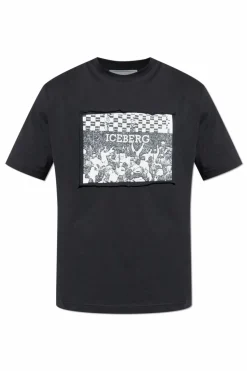 Iceberg BLACK T-shirt with print
