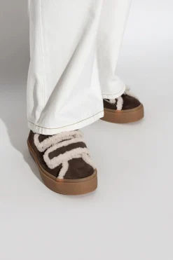Inuikii BROWN "Shearling Low Velcro" shoes