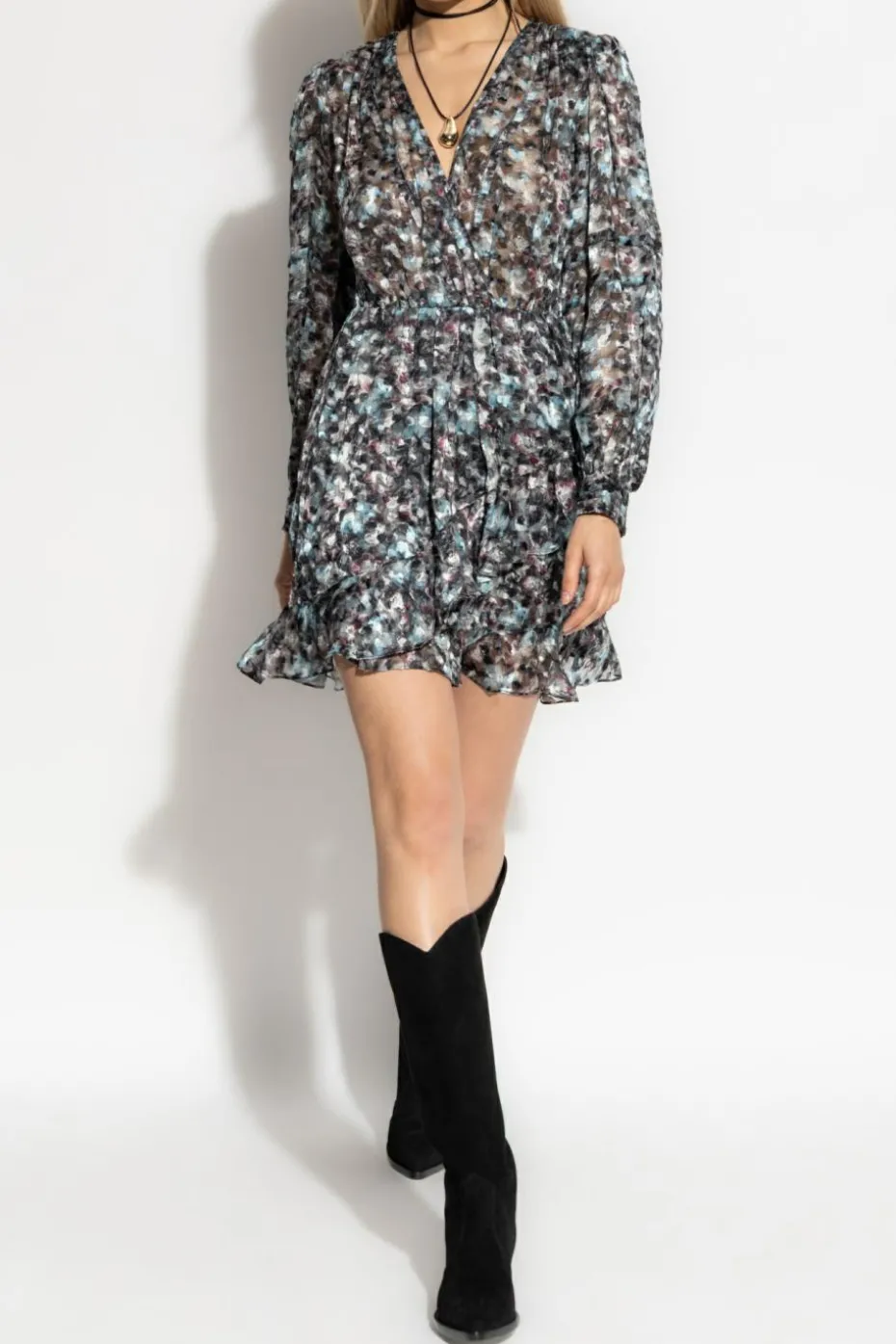 Iro BLACK Dress with floral motif "Risli"