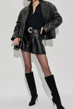 Iro BLACK Leather shorts `Periz`