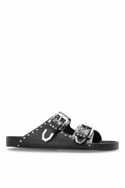 Iro BLACK Leather slides Billie
