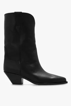Isabel Marant BLACK āDahopeā leather cowboy boots