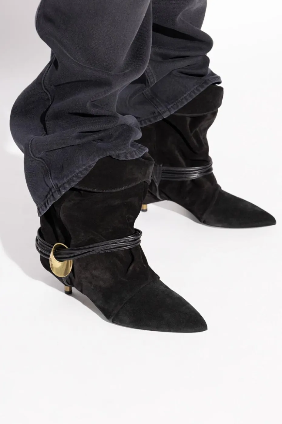 Isabel Marant BLACK Suede heeled ankle boots "Edrika"