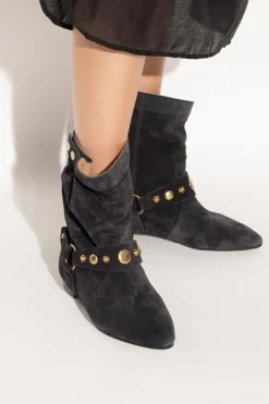 Isabel Marant BLACK Suede ankle boots "Stania"