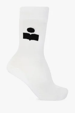 Isabel Marant WHITE Long socks with logo