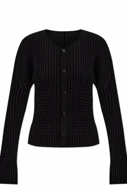 Issey Miyake BLACK Pleated Cardigan by Issey Miyake
