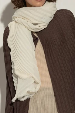 Issey Miyake cream Pleated scarf