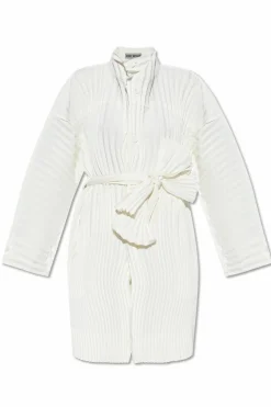 Issey Miyake WHITE Pleated coat