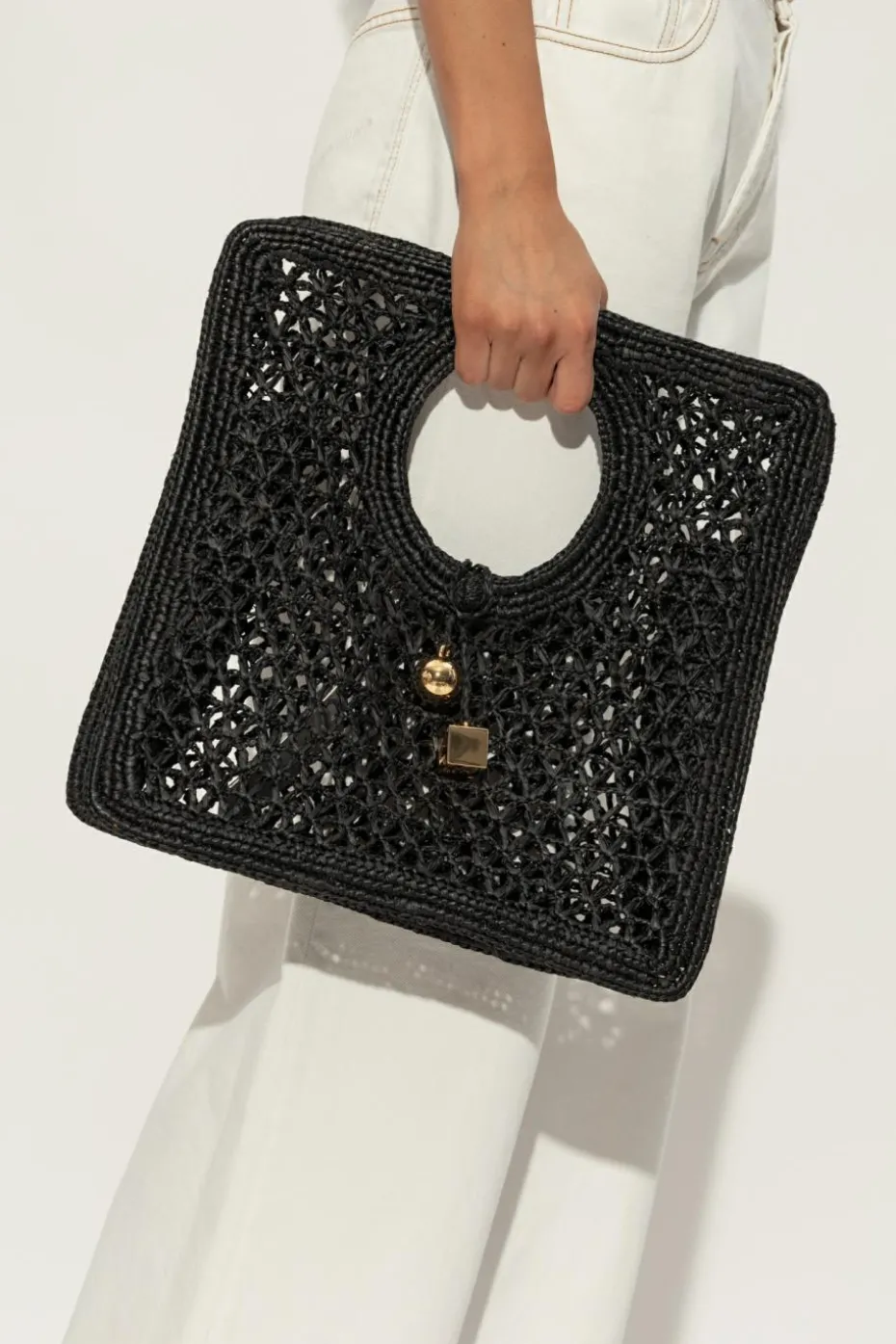 Jacquemus BLACK Handbag `Le Petit Carre Spiaggia`
