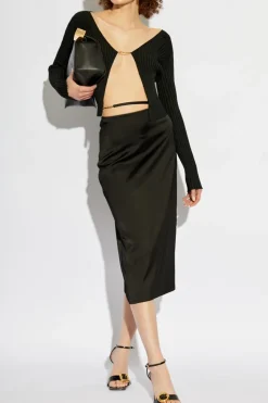 Jacquemus BLACK ‘Pralu’ ribbed top with logo