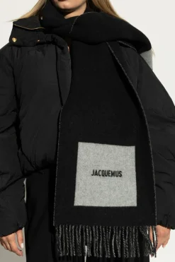 Jacquemus BLACK Wool scarf with logo