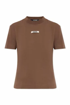Jacquemus BROWN T-shirt with logo patch