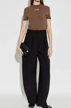 Jacquemus BROWN T-shirt with logo patch