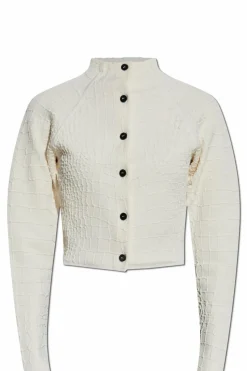 Jacquemus cream Cardigan with stand-up collar