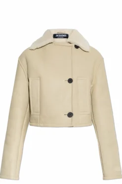Jacquemus cream Double-breasted shearling coat