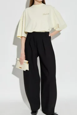 Jacquemus cream Oversize T-shirt with embroidered logo