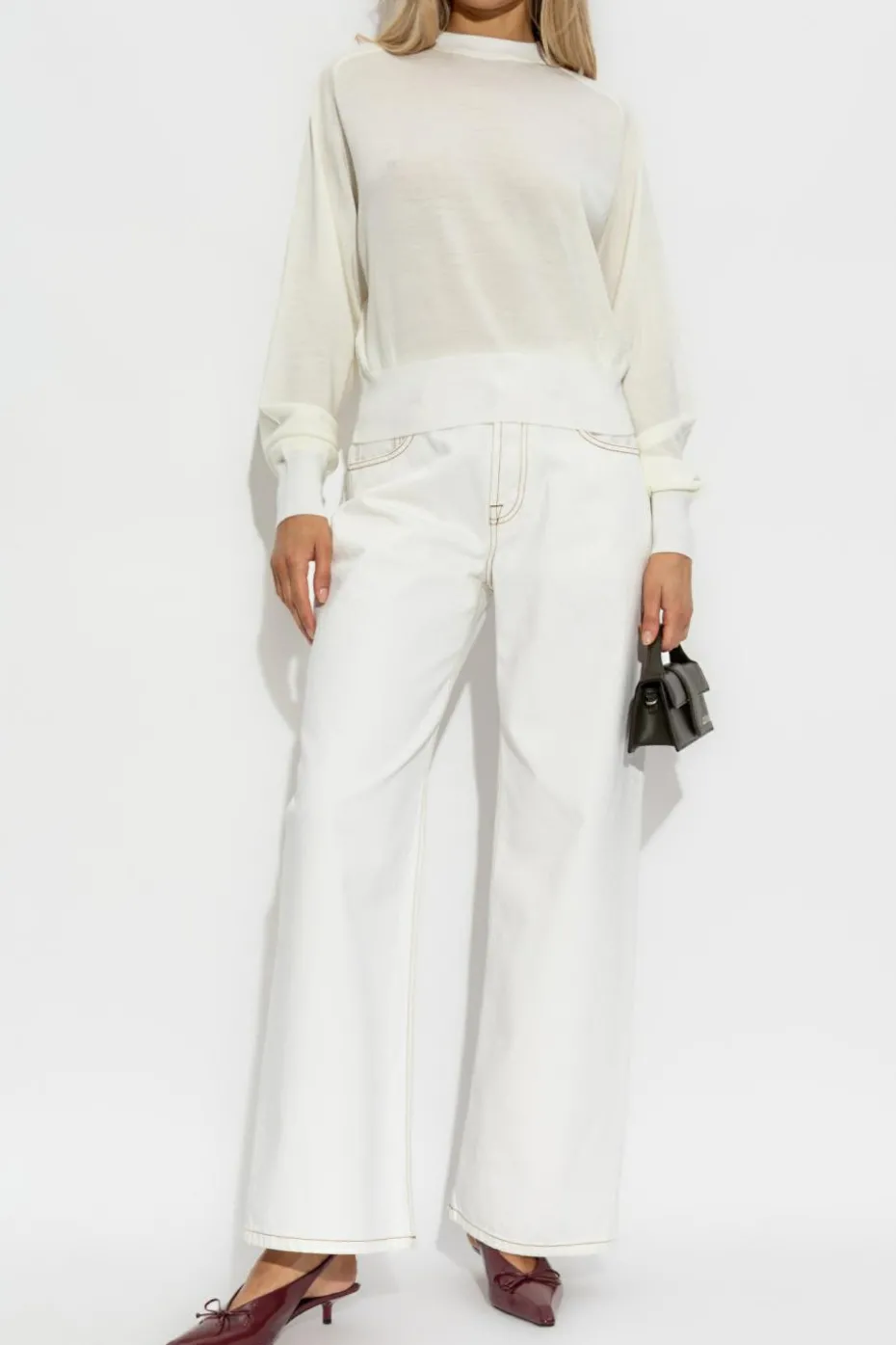 Jacquemus cream Sweater with logo