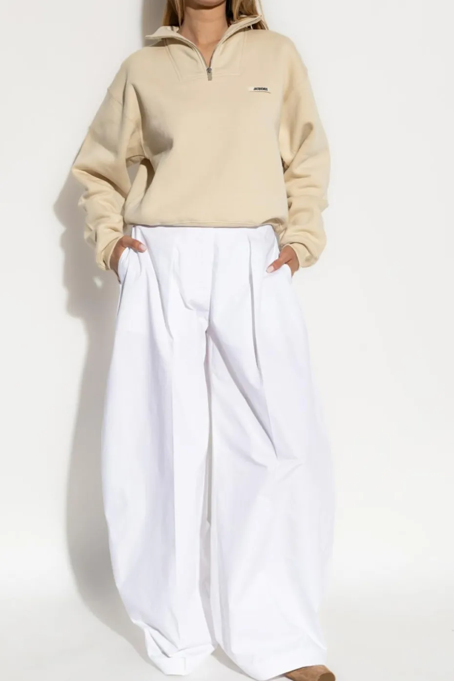 Jacquemus cream Sweatshirt with stand-up collar