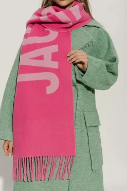 Jacquemus PINK Wool scarf with logo