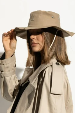 JIL SANDER+ beige Cotton hat with ties