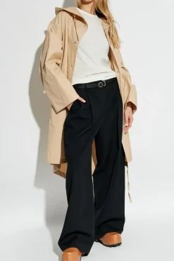 JIL SANDER beige Cotton parka with hood