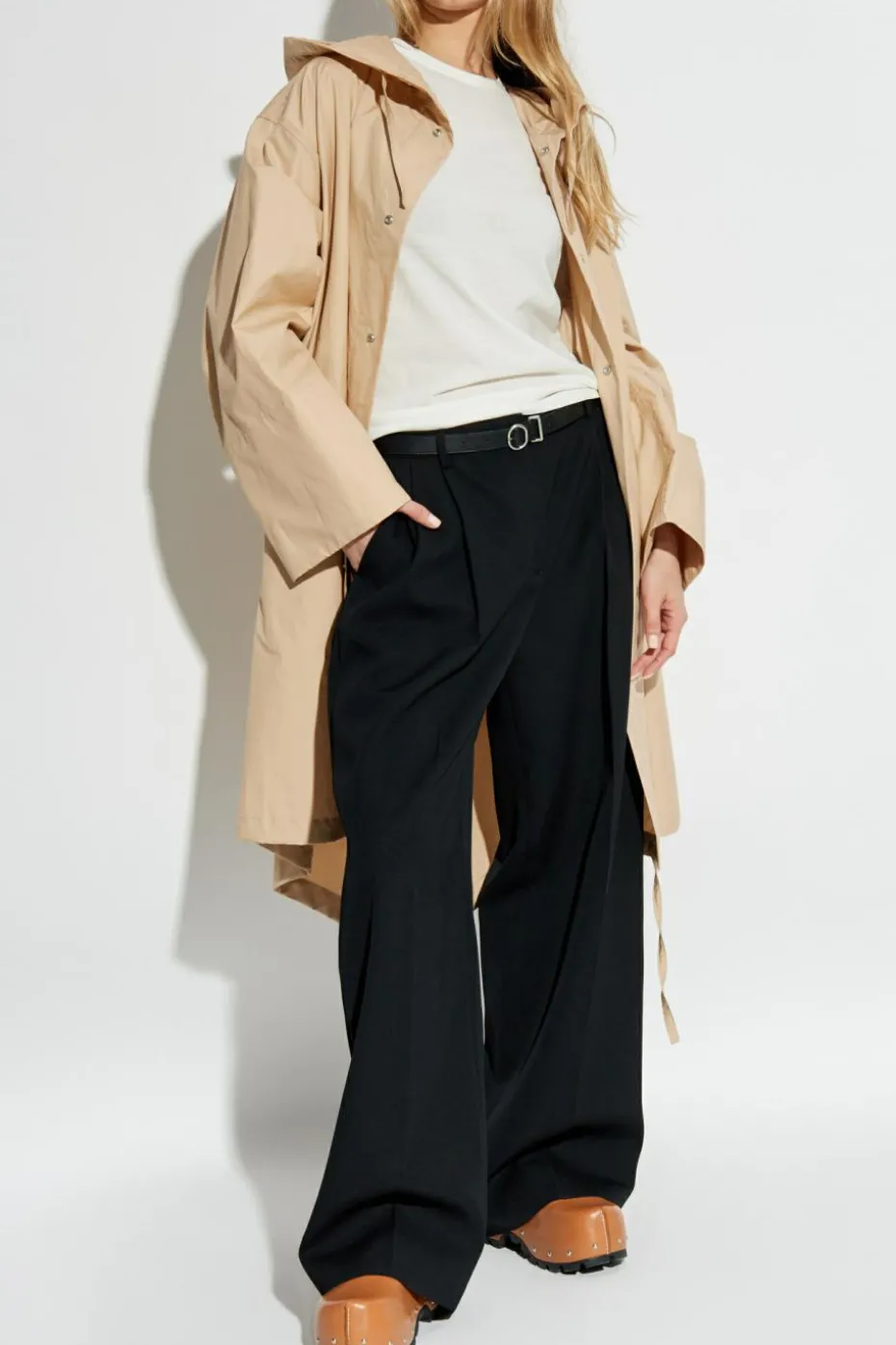 JIL SANDER beige Cotton parka with hood