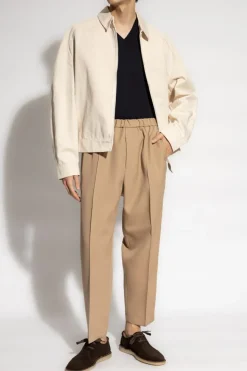 JIL SANDER beige Creased trousers