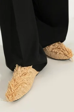 JIL SANDER+ beige Raffia Sandals