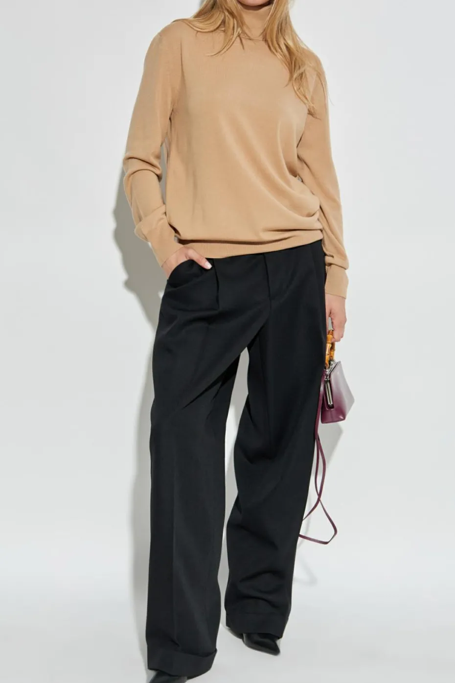 JIL SANDER beige Wool turtleneck