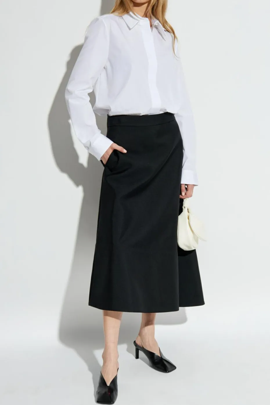 JIL SANDER BLACK A-line skirt