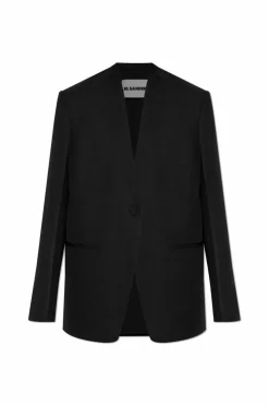 JIL SANDER BLACK Blazer with silk trim