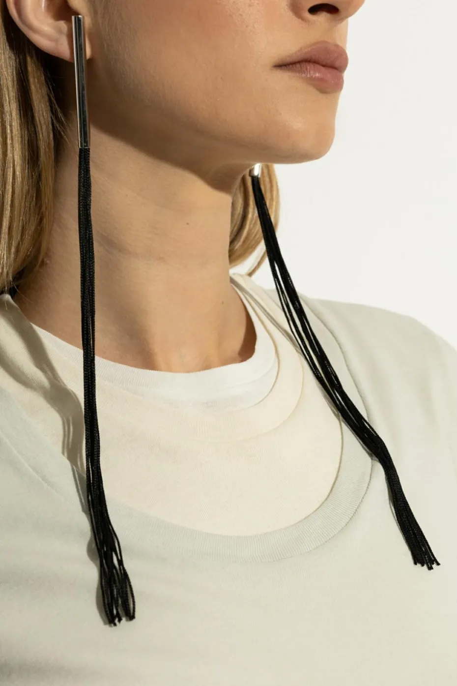 JIL SANDER BLACK Brass earrings