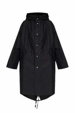 JIL SANDER BLACK Cotton parka with hood