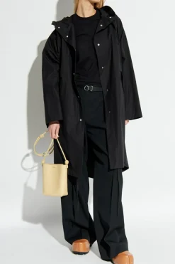 JIL SANDER BLACK Cotton parka with hood