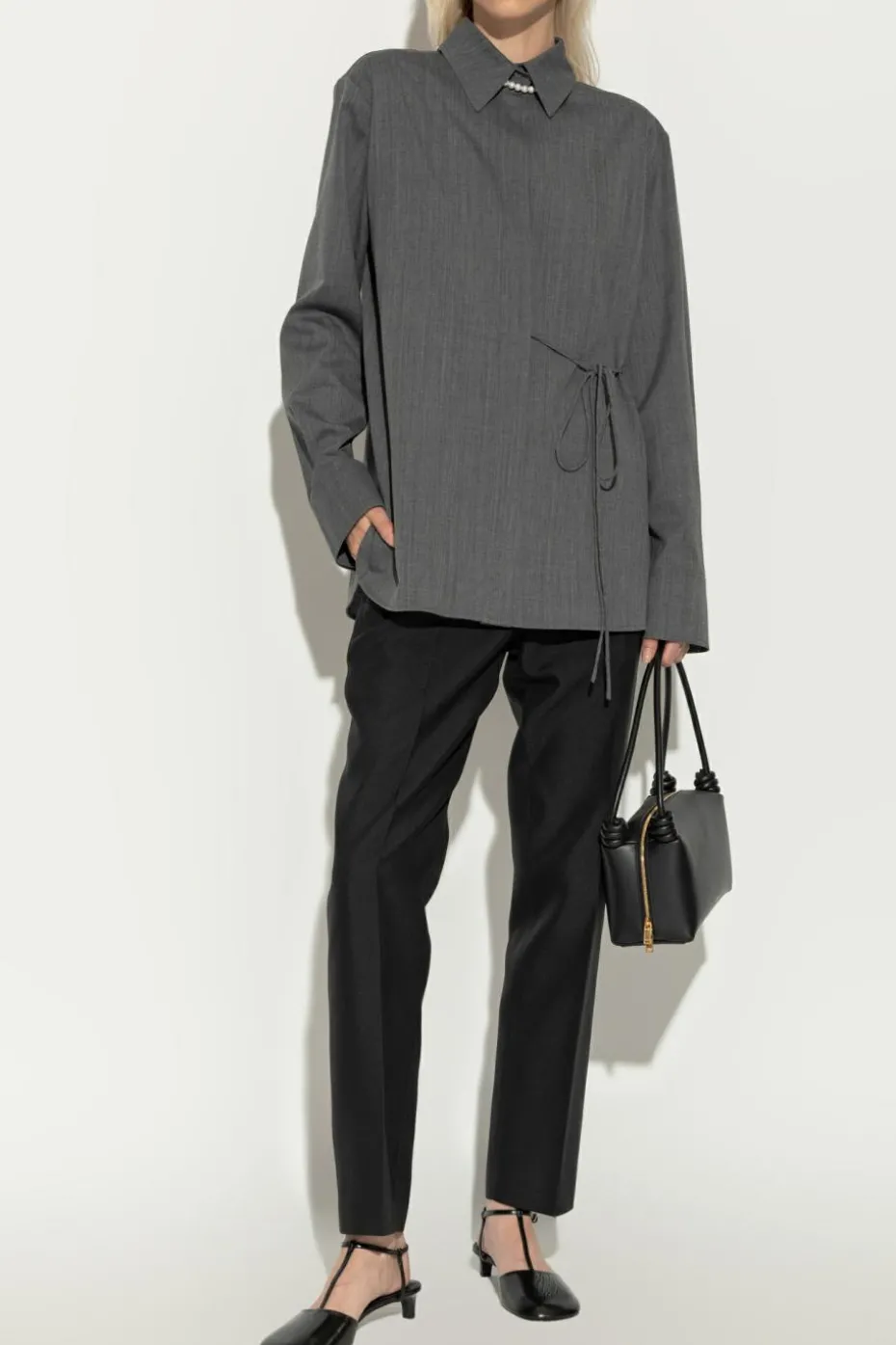JIL SANDER BLACK Creased trousers