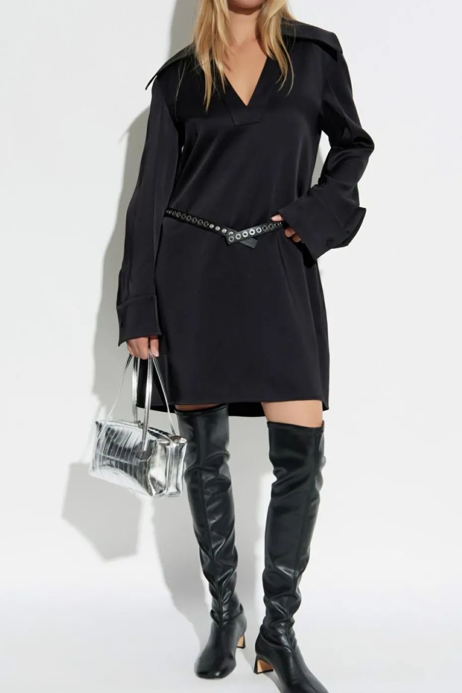JIL SANDER BLACK Dress with collar
