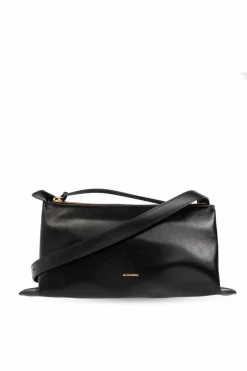 JIL SANDER BLACK ‘Empire’ shoulder bag with logo