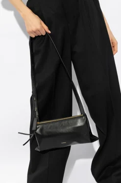 JIL SANDER BLACK ‘Empire’ shoulder bag with logo