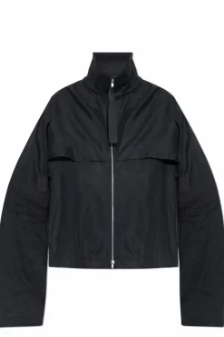 JIL SANDER BLACK Jacket with stand-up collar