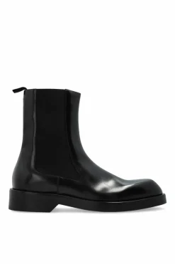 JIL SANDER BLACK Leather ankle boots