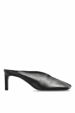 JIL SANDER BLACK Leather heeled mules