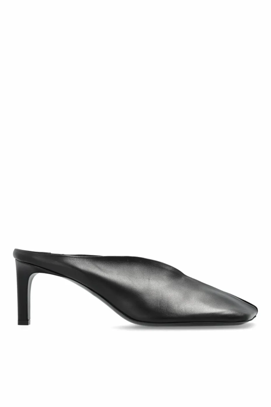 JIL SANDER BLACK Leather heeled mules