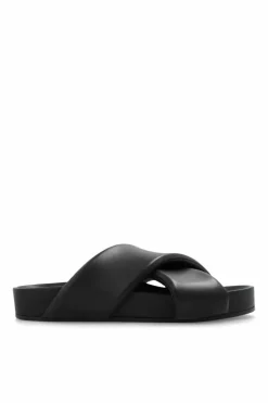 JIL SANDER BLACK Leather slides