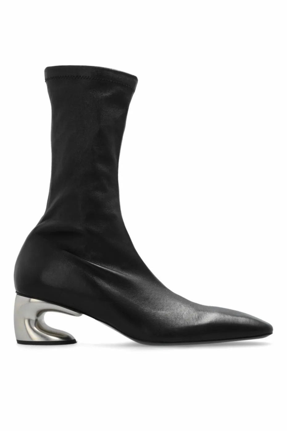 JIL SANDER BLACK Leather ankle boots