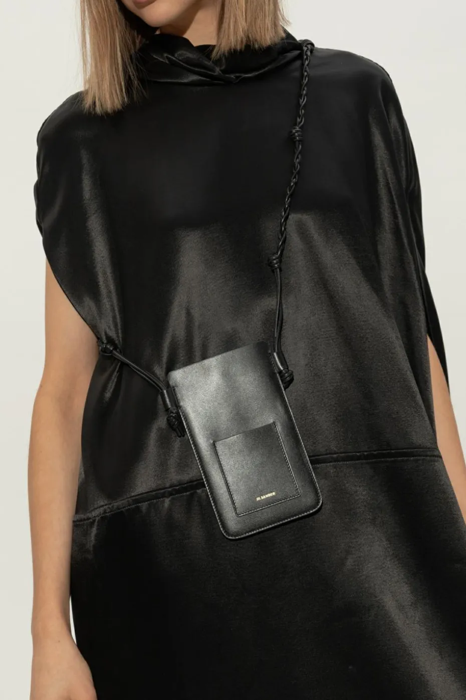 JIL SANDER BLACK Leather phone case