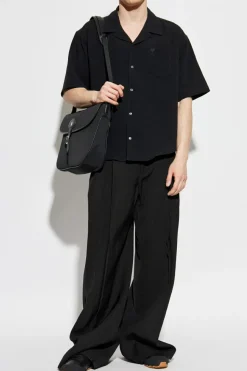 JIL SANDER BLACK Pleat front pants