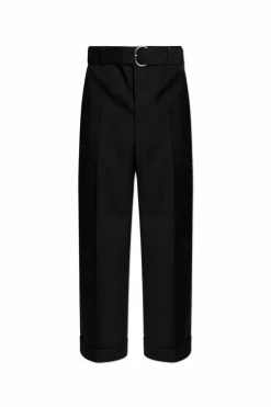 JIL SANDER BLACK Pleated trousers